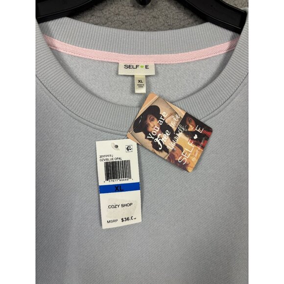 Self Esteem Juniors Women's Star Power Cozy Fleece Lined Sweatshirt Blue XL NWT - Picture 6 of 8